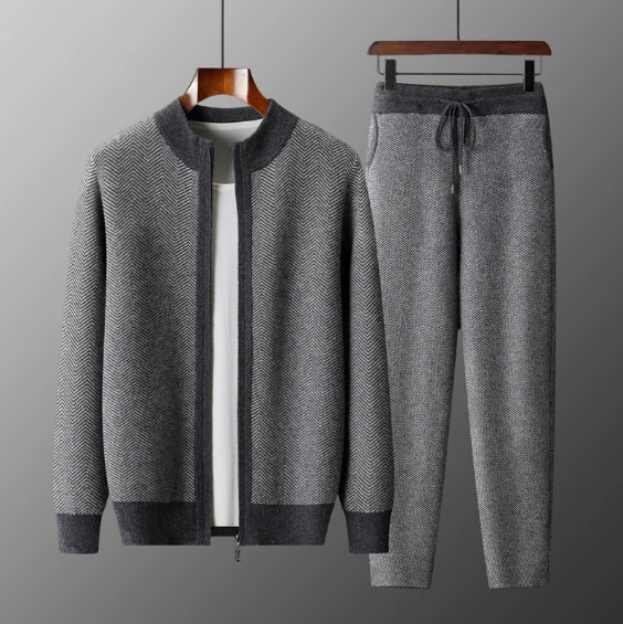 Pure Wool Zip-up Cardigan Set