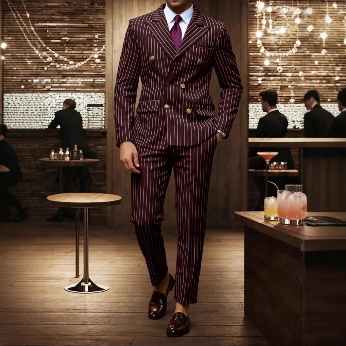 Mens Striped Business Suit Set - Awesam Goods