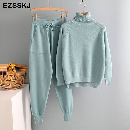 2Pcs Turtleneck & Carrot Jogging Pants