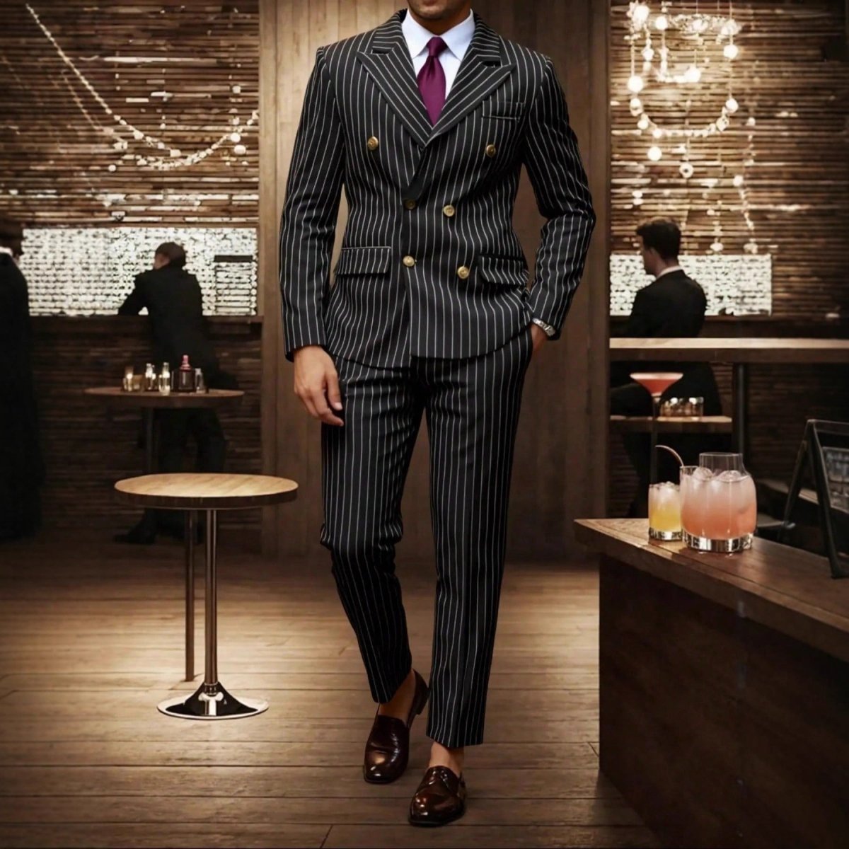 Mens Striped Business Suit Set - Awesam Goods