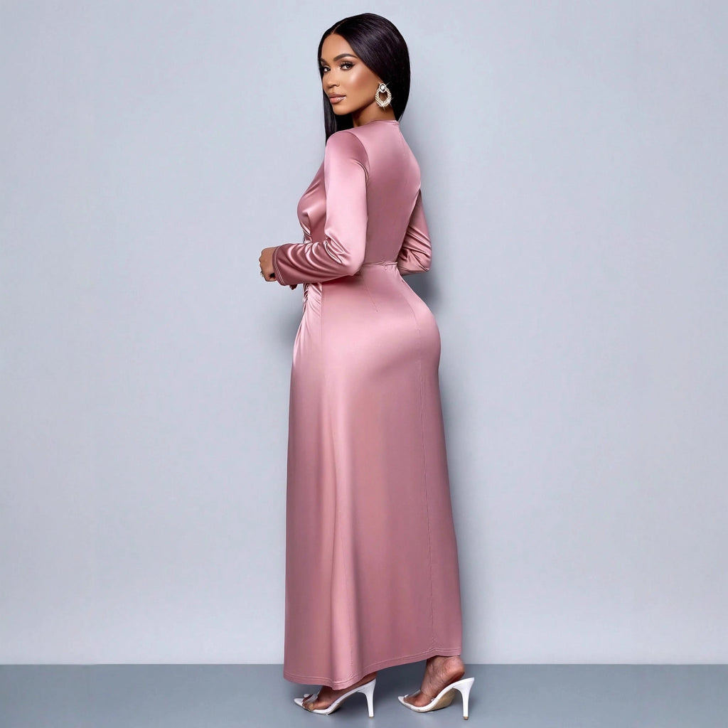 Womens Solid-Color Satin Fashionable And Elegant Dress