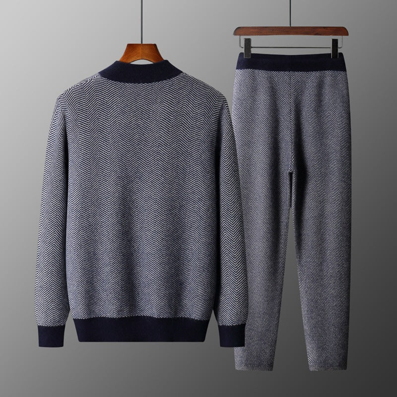 Pure Wool Zip-up Cardigan Set