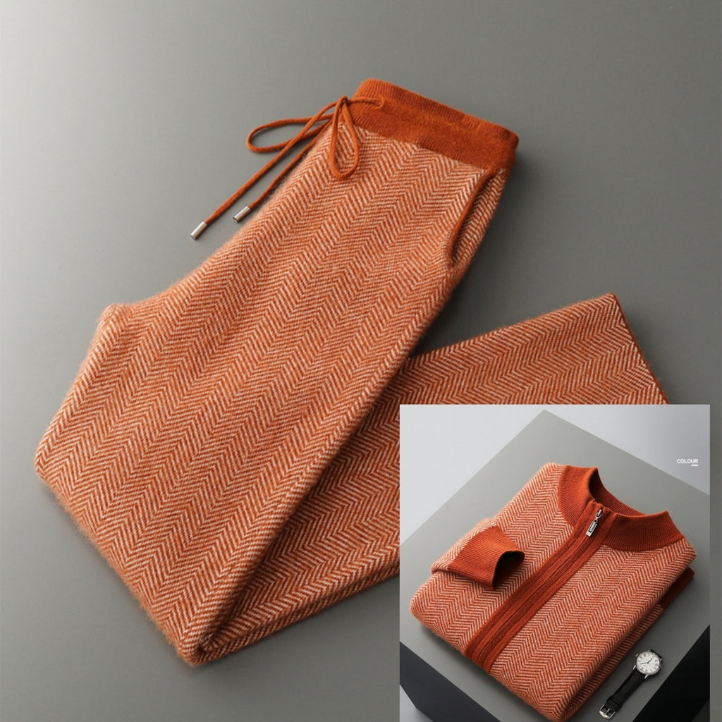 Pure Wool Zip-up Cardigan Set