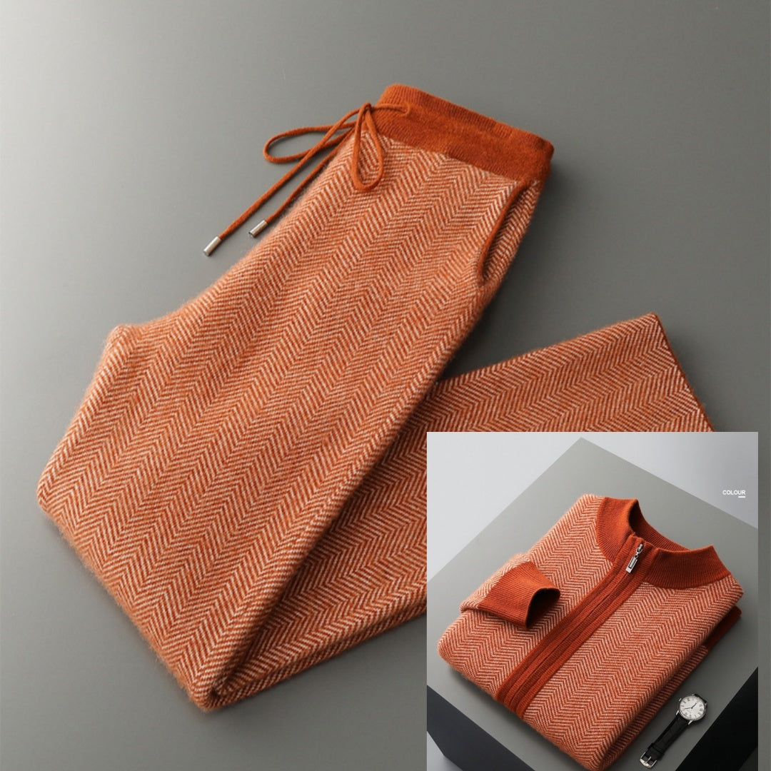 Pure Wool Zip-up Cardigan Set