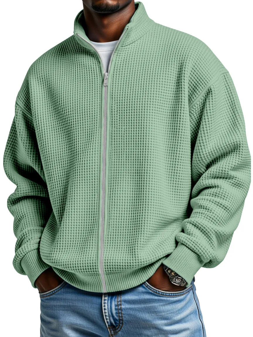 Waffle-Weave Zip Jacket