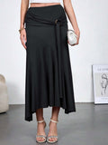 Womens High - Waisted Figure - Hugging Flowy Half Skirt With Ties - Awesam Goods