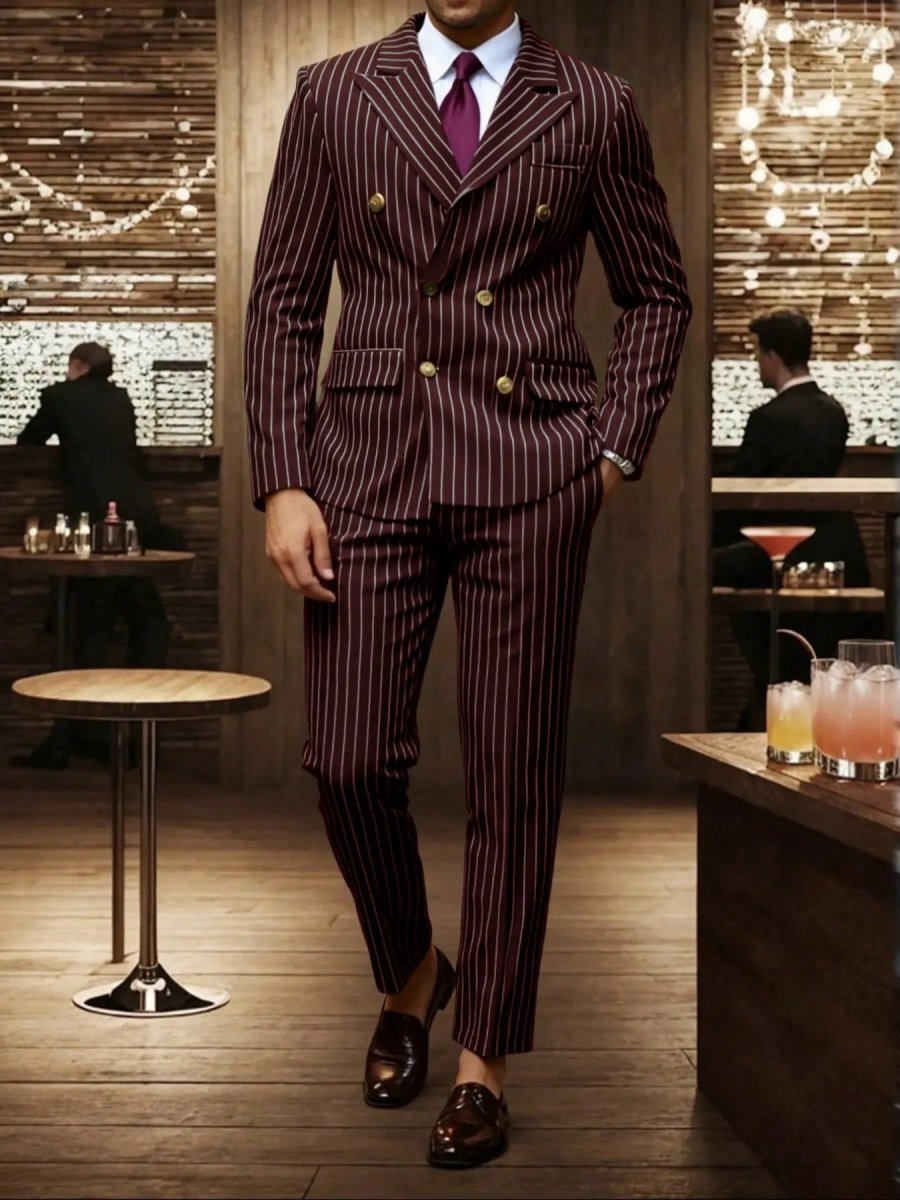 Mens Striped Business Suit Set - Awesam Goods