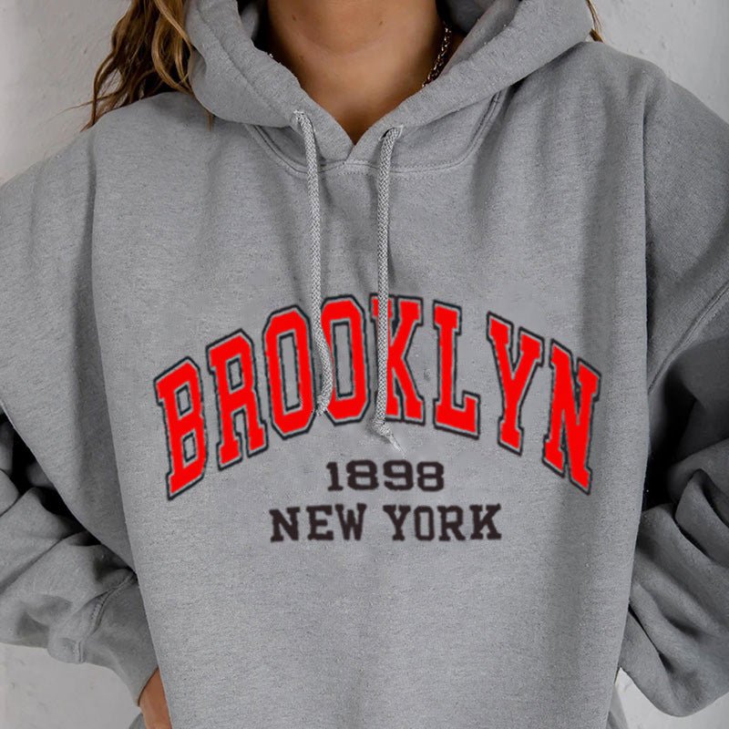 Printed Sports Plus Fleece Hooded Sweatshirt - Awesam Goods