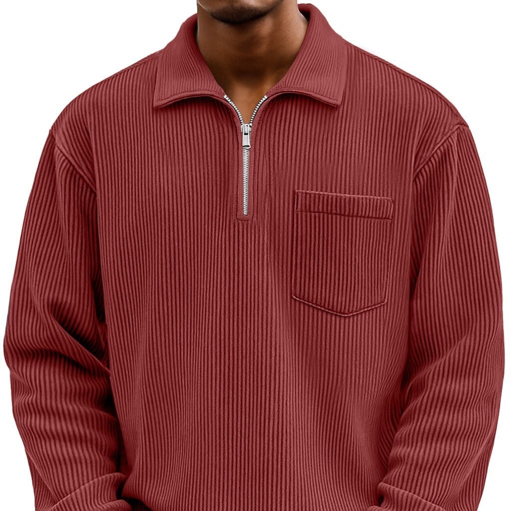 Men's Solid - color Henley Zip - up Casual Long - sleeve Hoodie - Awesam Goods