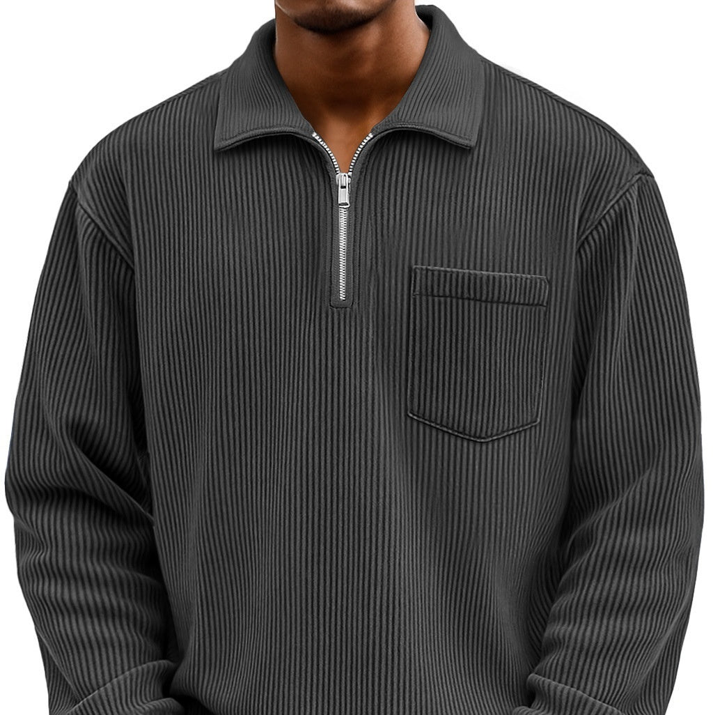 Men's Solid - color Henley Zip - up Casual Long - sleeve Hoodie - Awesam Goods