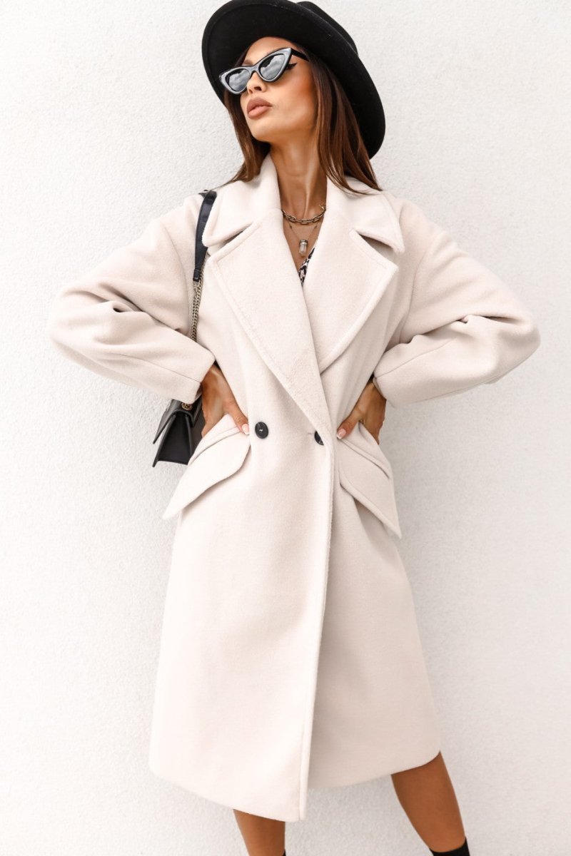 Women's Long - sleeved Suit Collar Woolen Coat - Awesam Goods
