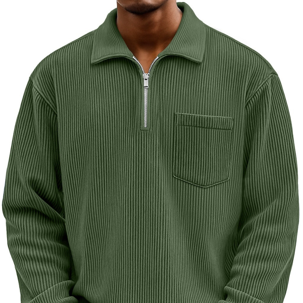 Men's Solid - color Henley Zip - up Casual Long - sleeve Hoodie - Awesam Goods