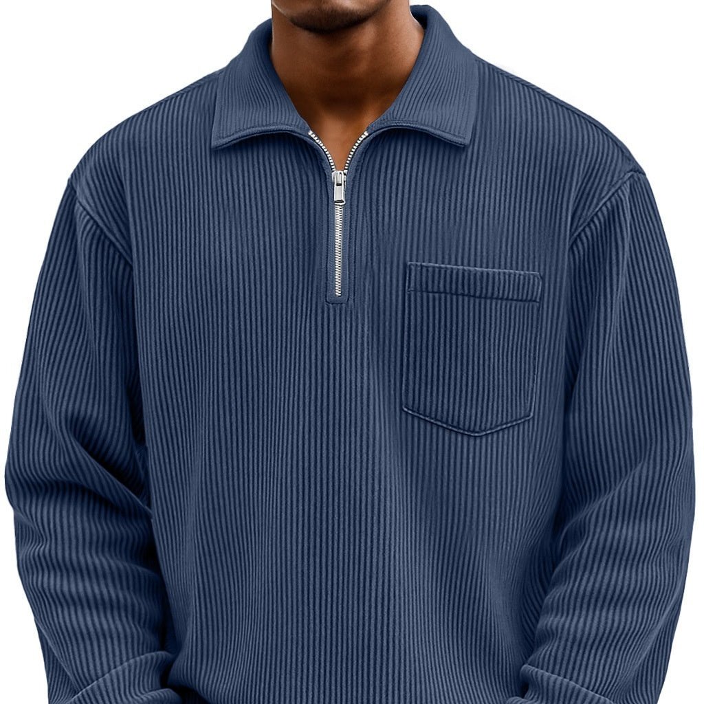 Men's Solid - color Henley Zip - up Casual Long - sleeve Hoodie - Awesam Goods