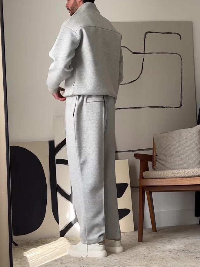 Men's Casual Zip-Up Jacket & Bottoms Set