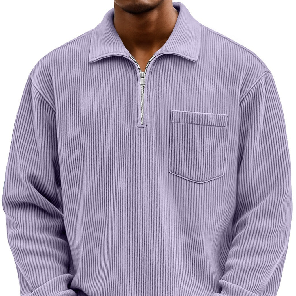 Men's Solid - color Henley Zip - up Casual Long - sleeve Hoodie - Awesam Goods