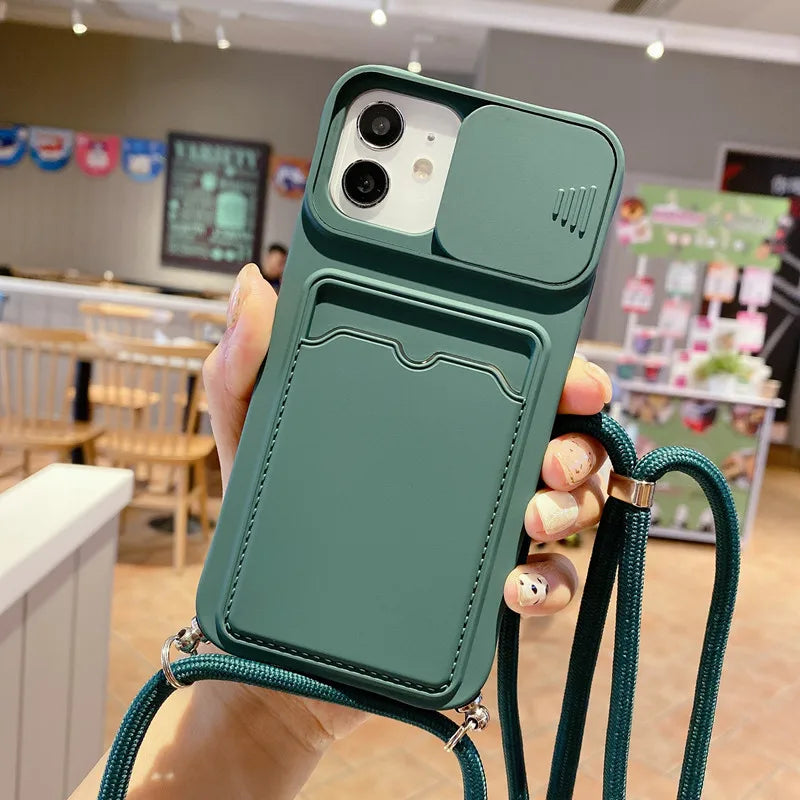 Neck Lanyard Strap Case With Wallet Card Holder