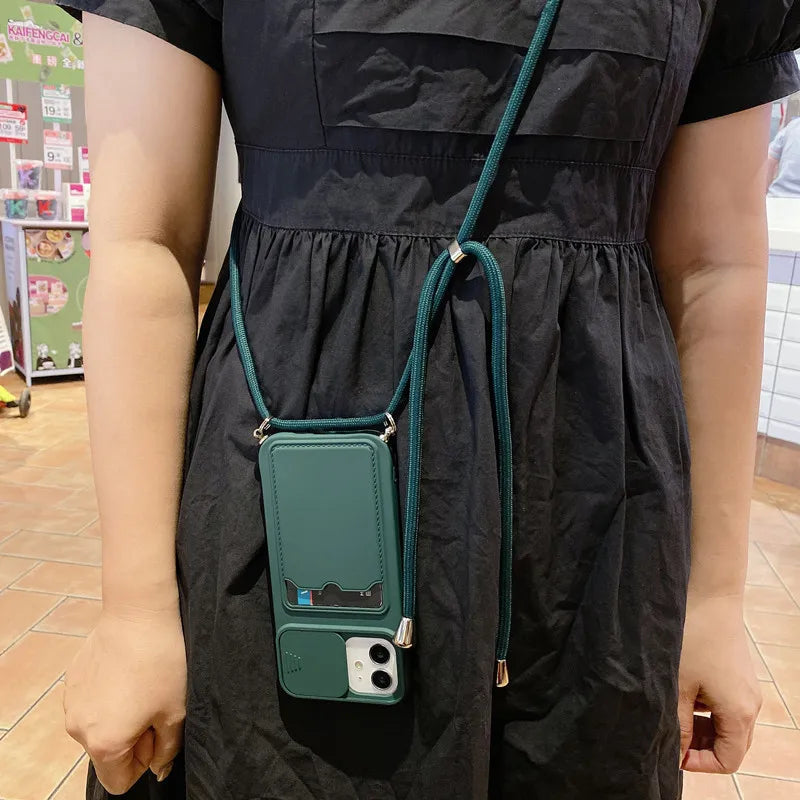 Neck Lanyard Strap Case With Wallet Card Holder