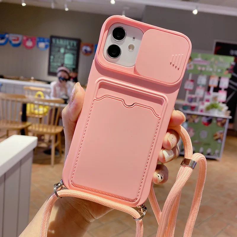 Neck Lanyard Strap Case With Wallet Card Holder