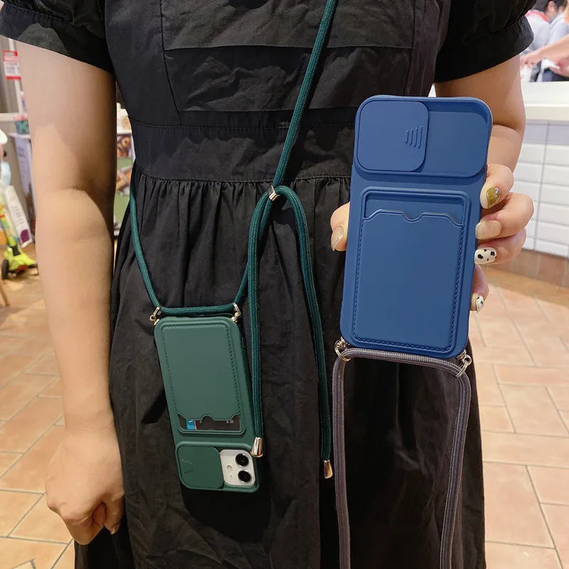 Neck Lanyard Strap Case With Wallet Card Holder