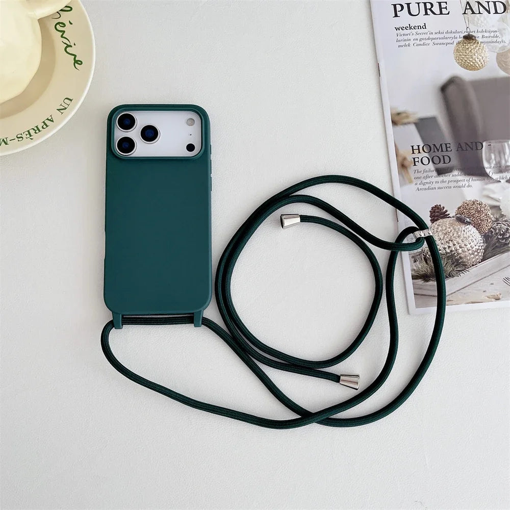 Crossbody Lanyard Cord Liquid Silicone Soft Phone Case