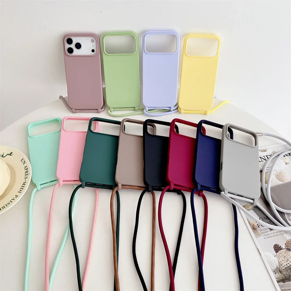 Crossbody Lanyard Cord Liquid Silicone Soft Phone Case