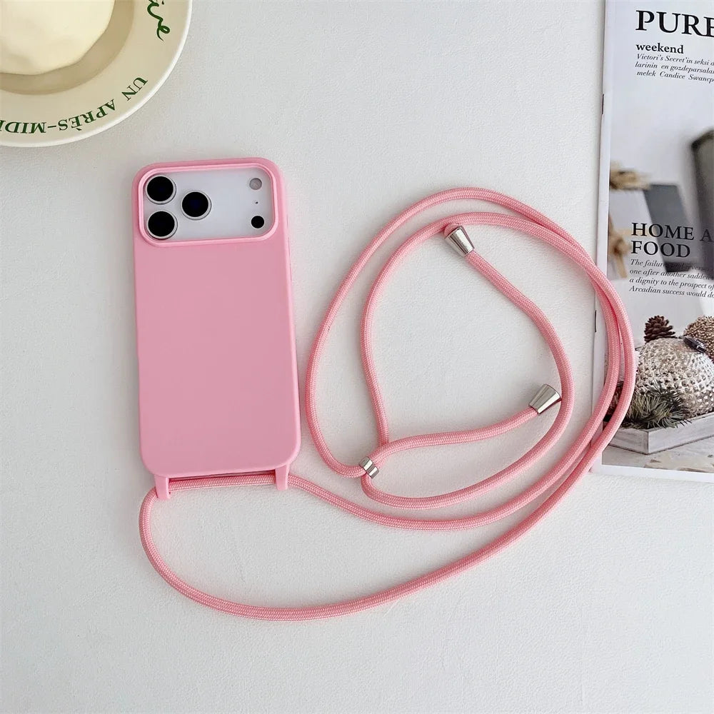 Crossbody Lanyard Cord Liquid Silicone Soft Phone Case