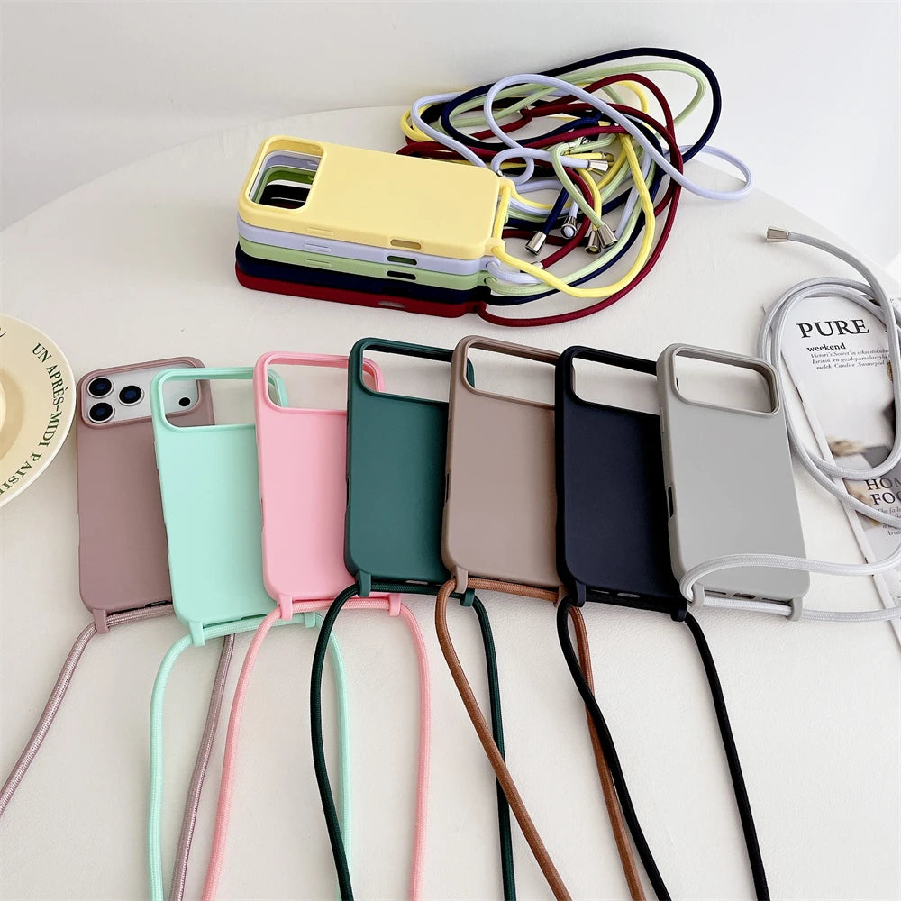 Crossbody Lanyard Cord Liquid Silicone Soft Phone Case