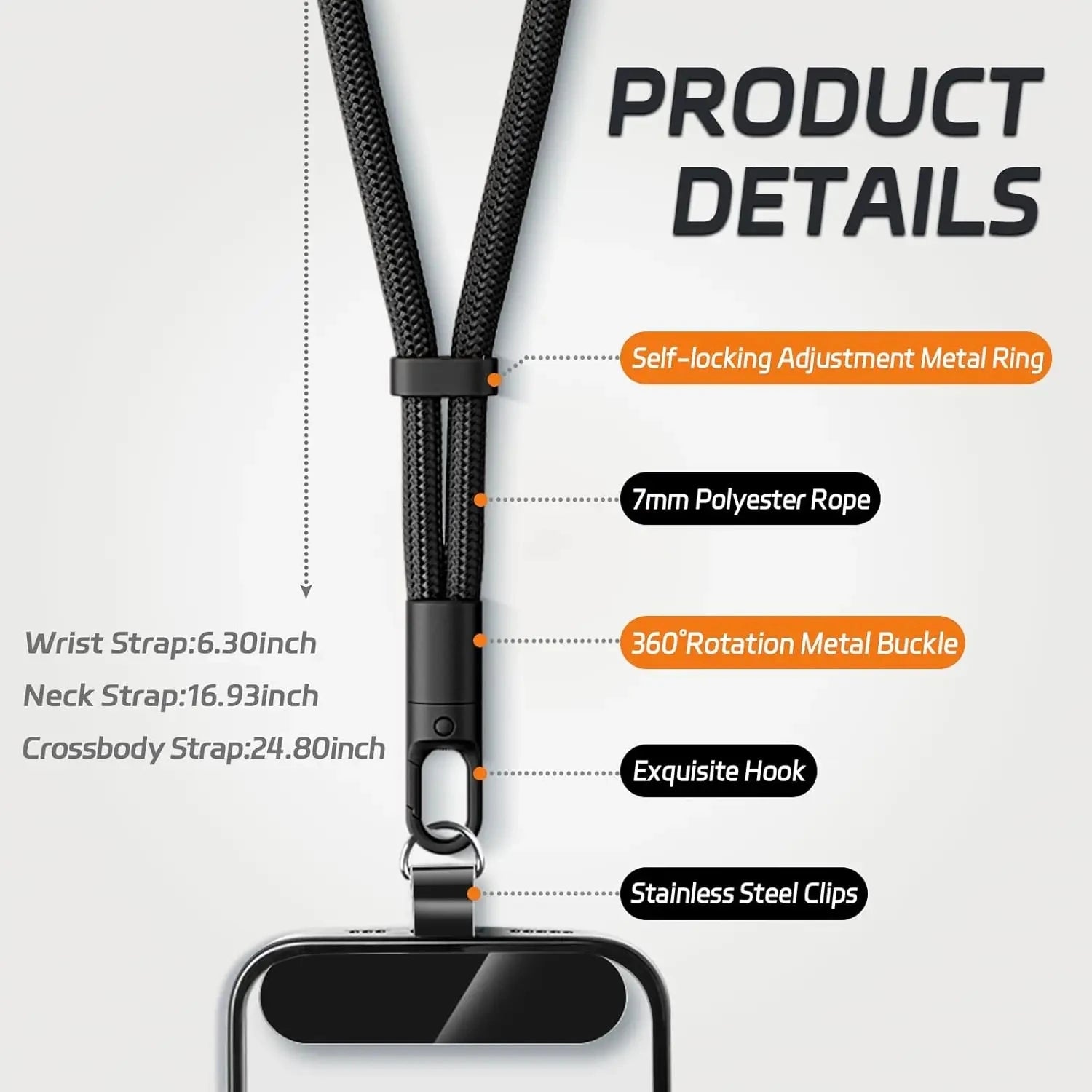 Universal Adjustable Phone Strap Clip Holder