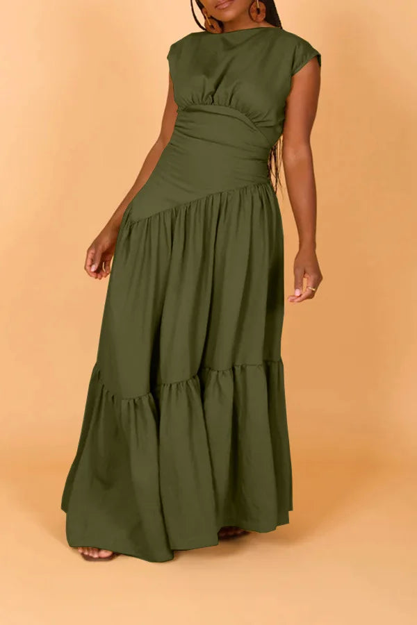 Ruched High Waist Sleeveless Party Dress