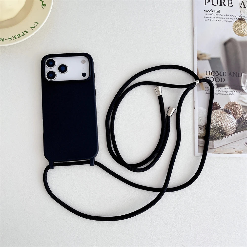 Crossbody Lanyard Cord Liquid Silicone Soft Phone Case