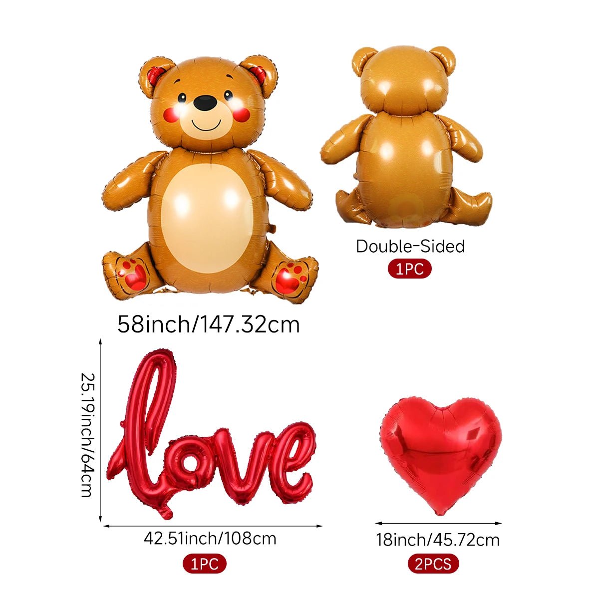 4pcs Cute Bear Balloons - Awesam Goods