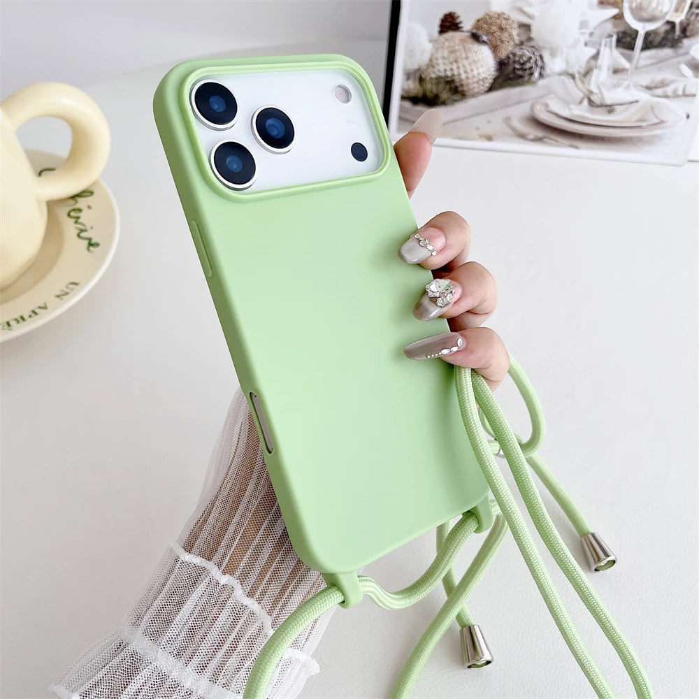 Crossbody Lanyard Cord Liquid Silicone Soft Phone Case