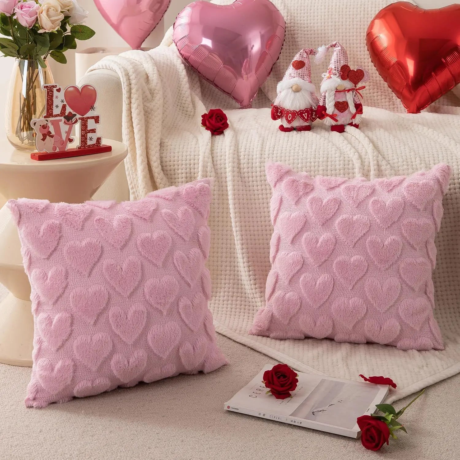 Valentine's Day Plush Pillow Cover