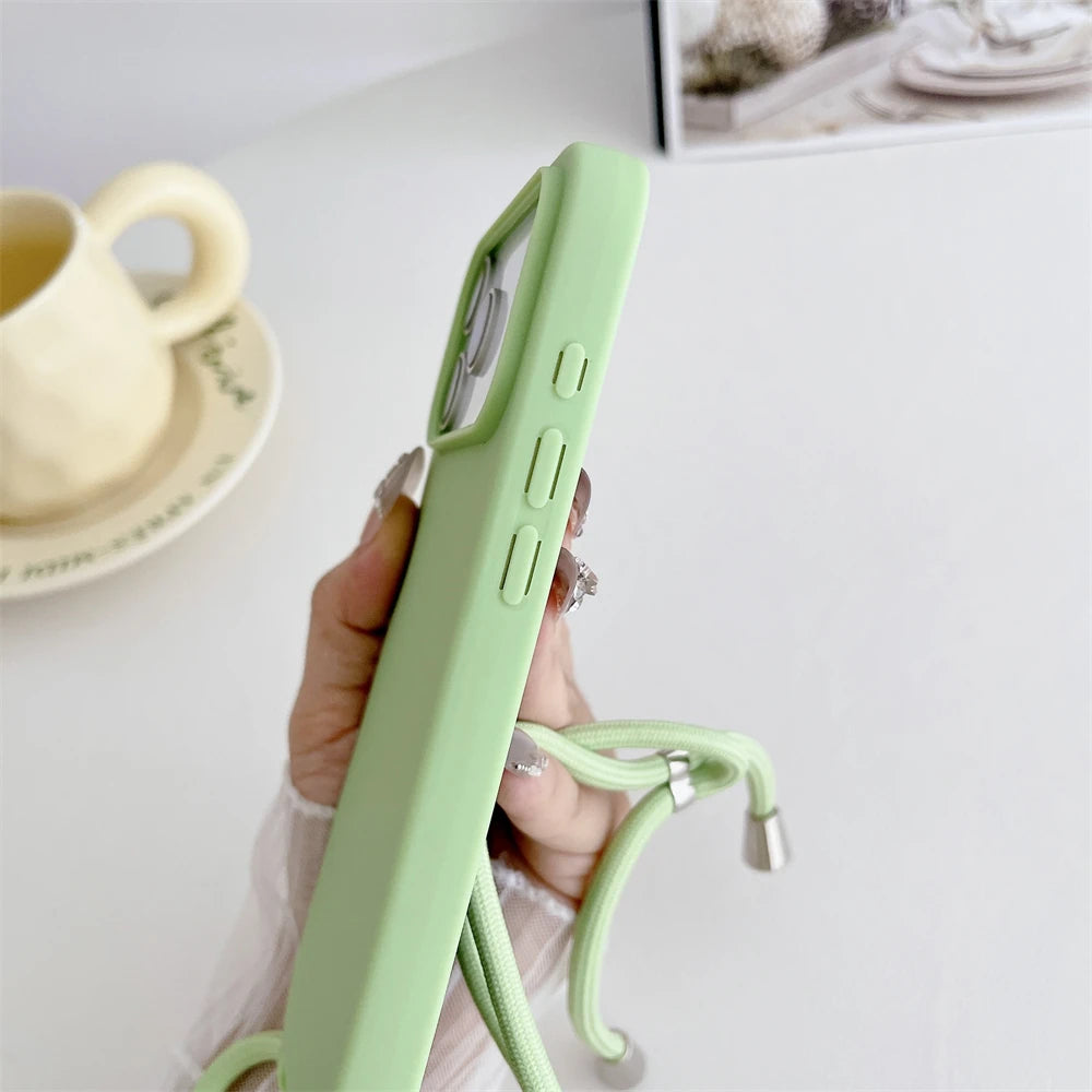 Crossbody Lanyard Cord Liquid Silicone Soft Phone Case