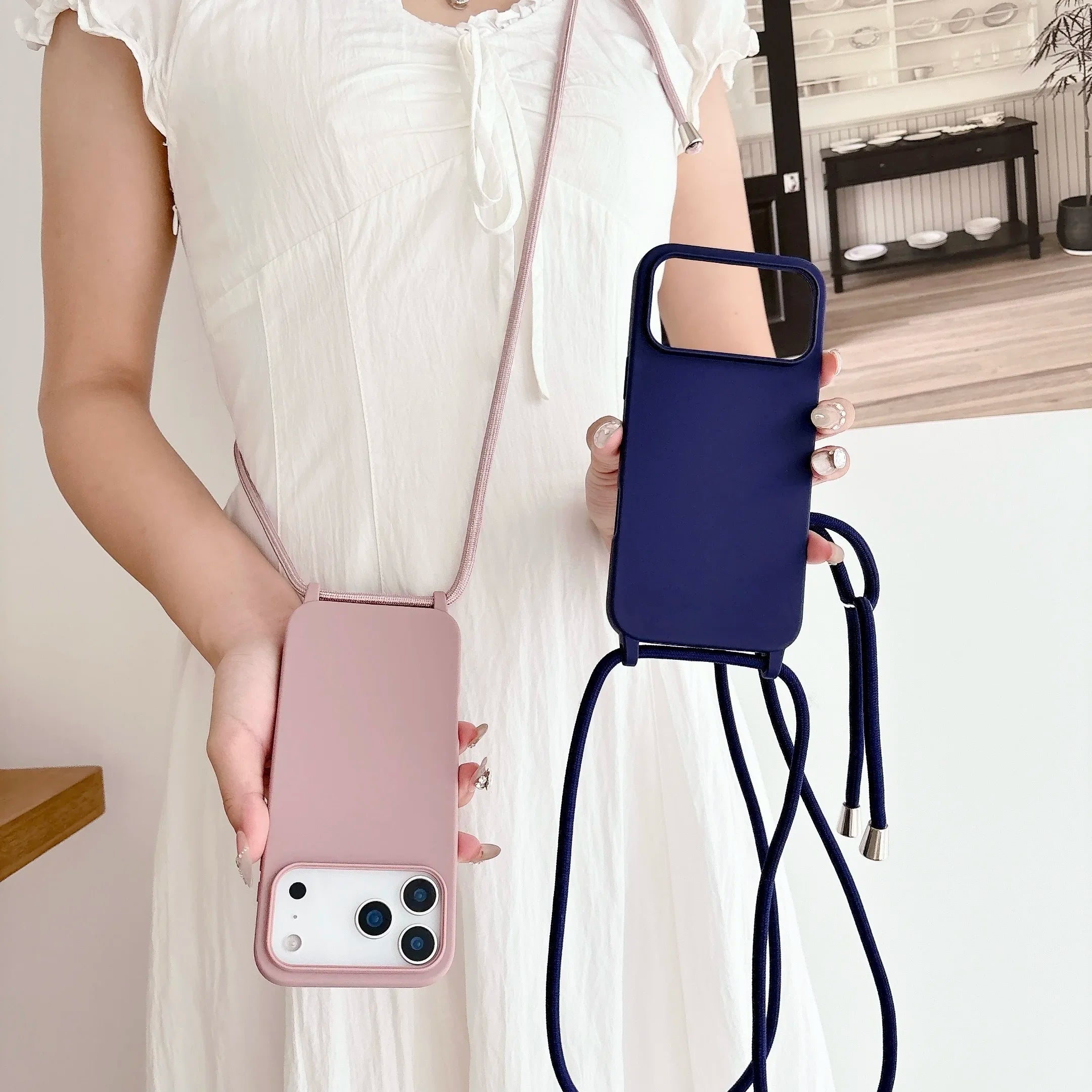 Crossbody Lanyard Cord Liquid Silicone Soft Phone Case