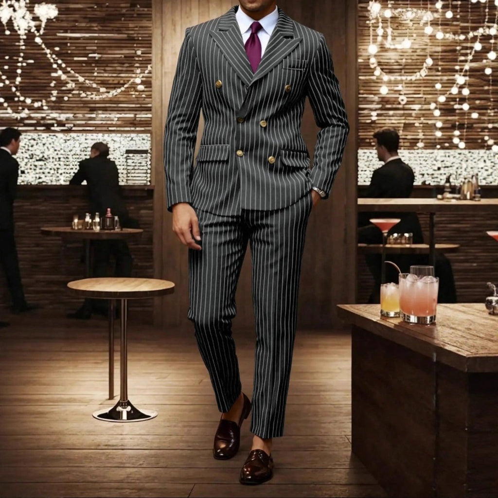 Mens Striped Business Suit Set - Awesam Goods