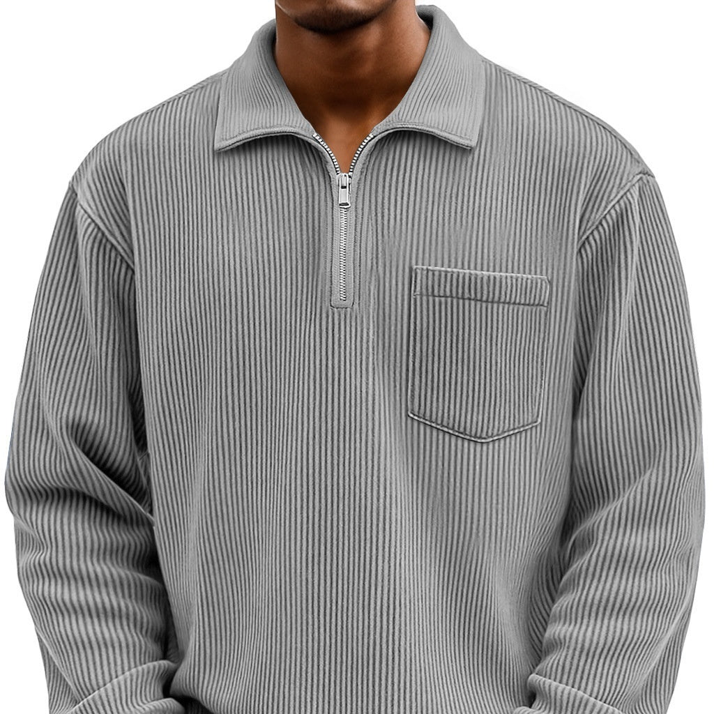 Men's Solid - color Henley Zip - up Casual Long - sleeve Hoodie - Awesam Goods