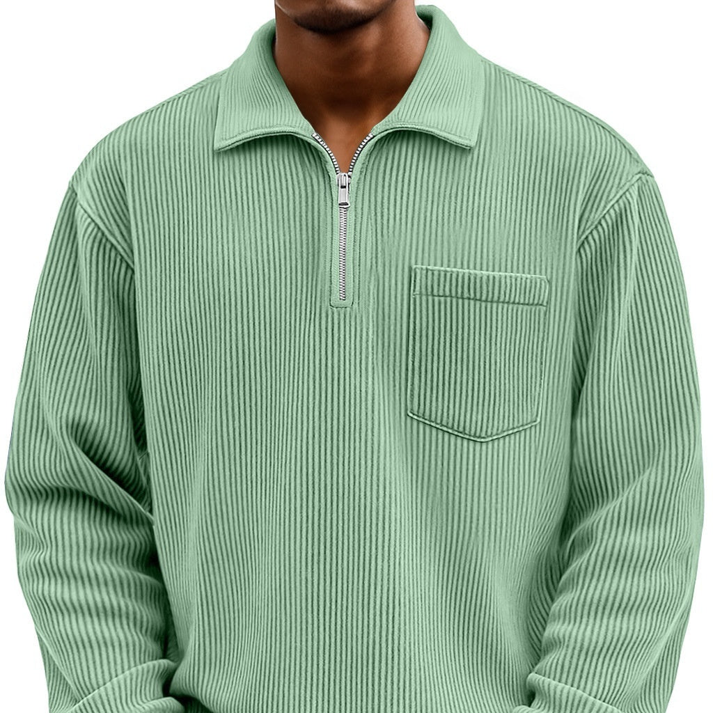 Men's Solid - color Henley Zip - up Casual Long - sleeve Hoodie - Awesam Goods