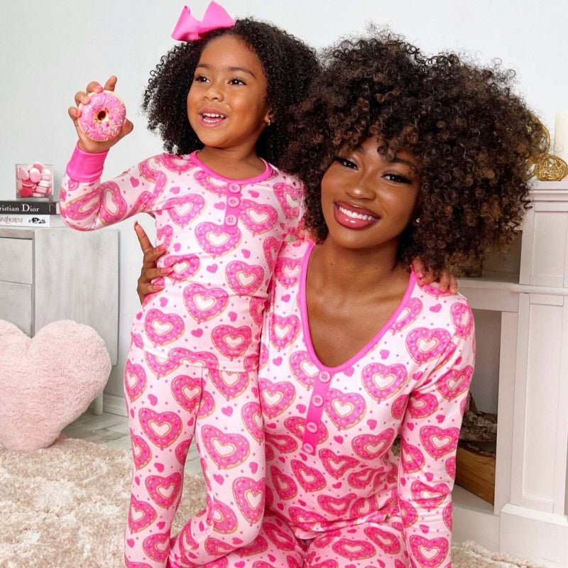 Beauty Clothing Valentine's Day Heart Printing Leisure Pajamas Pajamas Parent - child Suit - Awesam Goods
