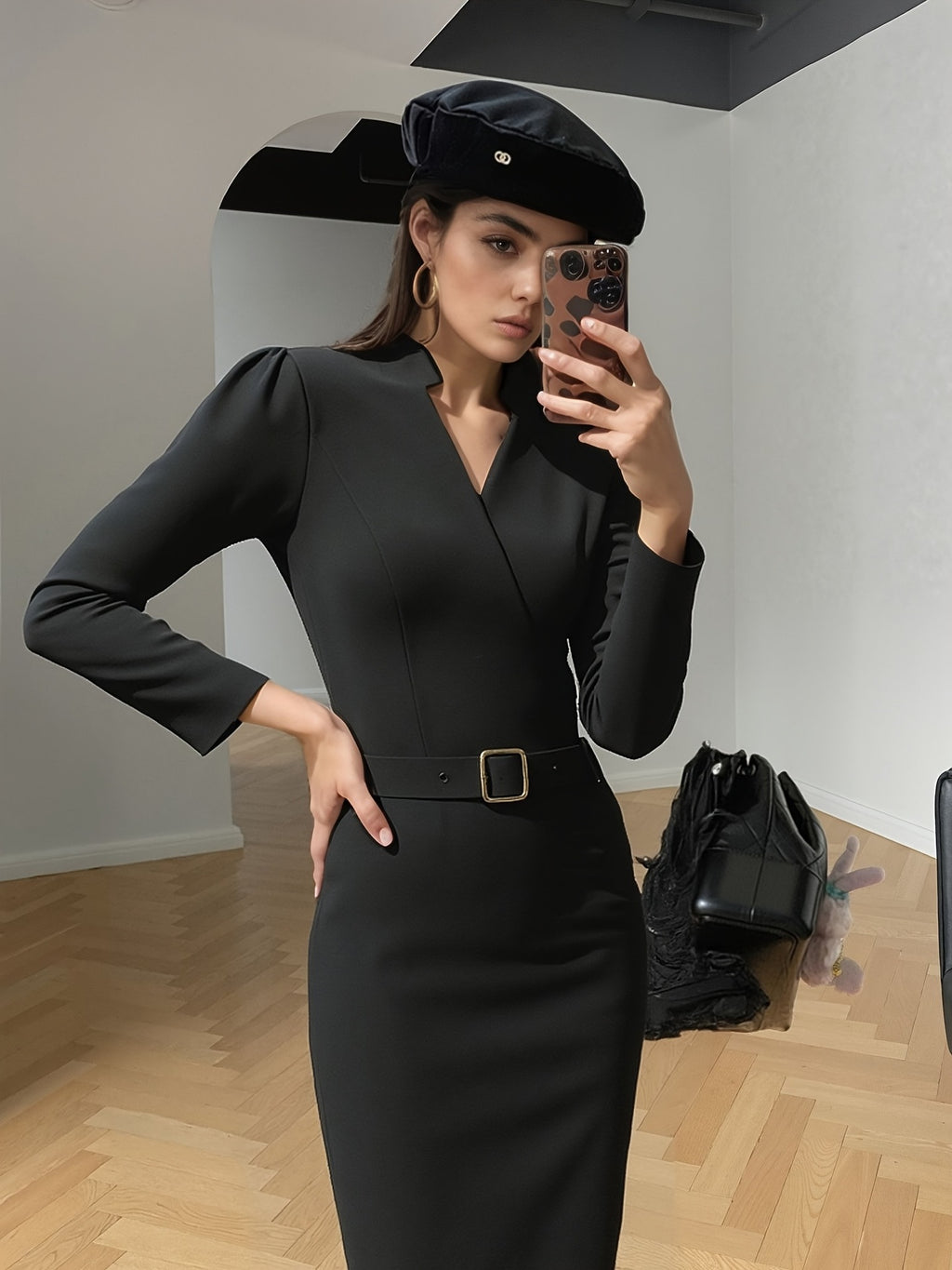V-Neck Office Dress