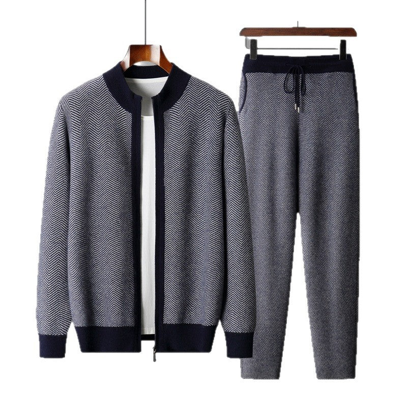 Pure Wool Zip-up Cardigan Set