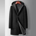 Mens Mid - Length Wool Coat With A Hood Reversible Style - Awesam Goods