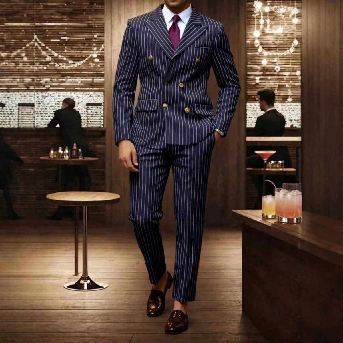 Mens Striped Business Suit Set - Awesam Goods