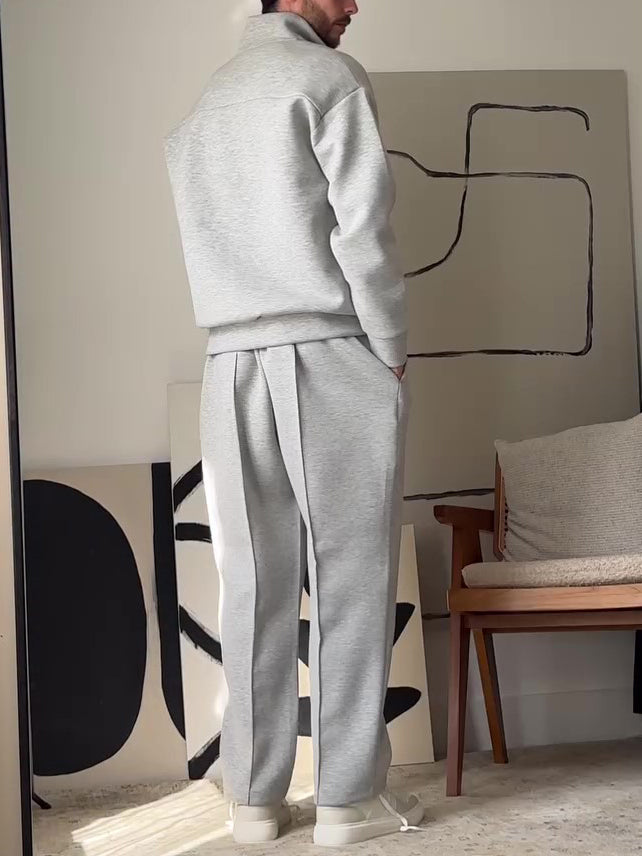 Men's Casual Zip-Up Jacket & Bottoms Set