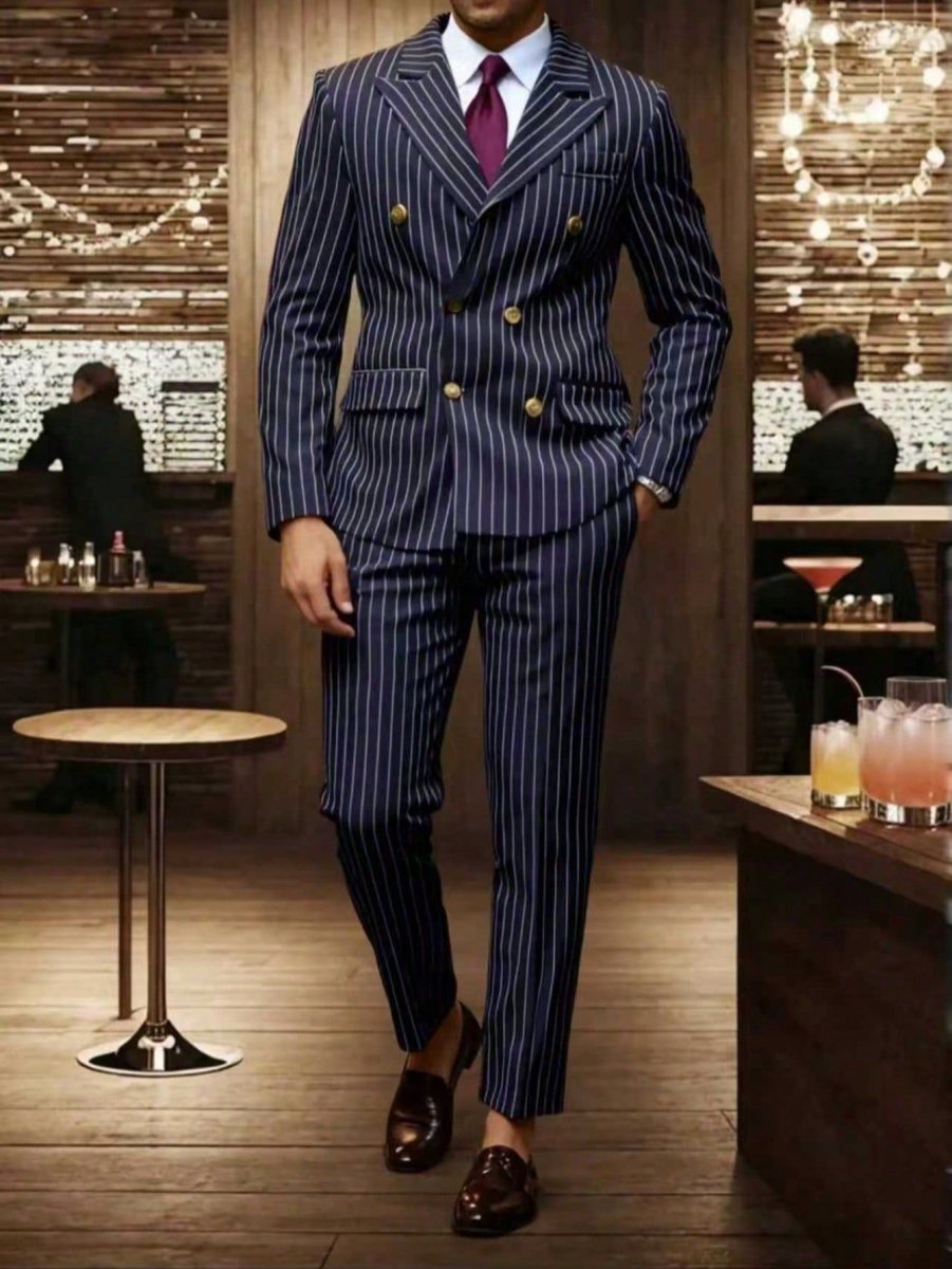 Mens Striped Business Suit Set - Awesam Goods