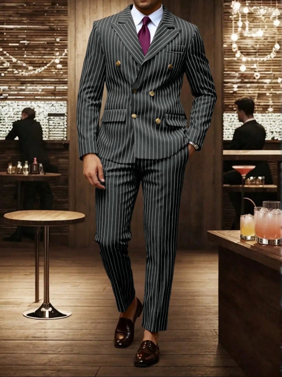 Mens Striped Business Suit Set - Awesam Goods