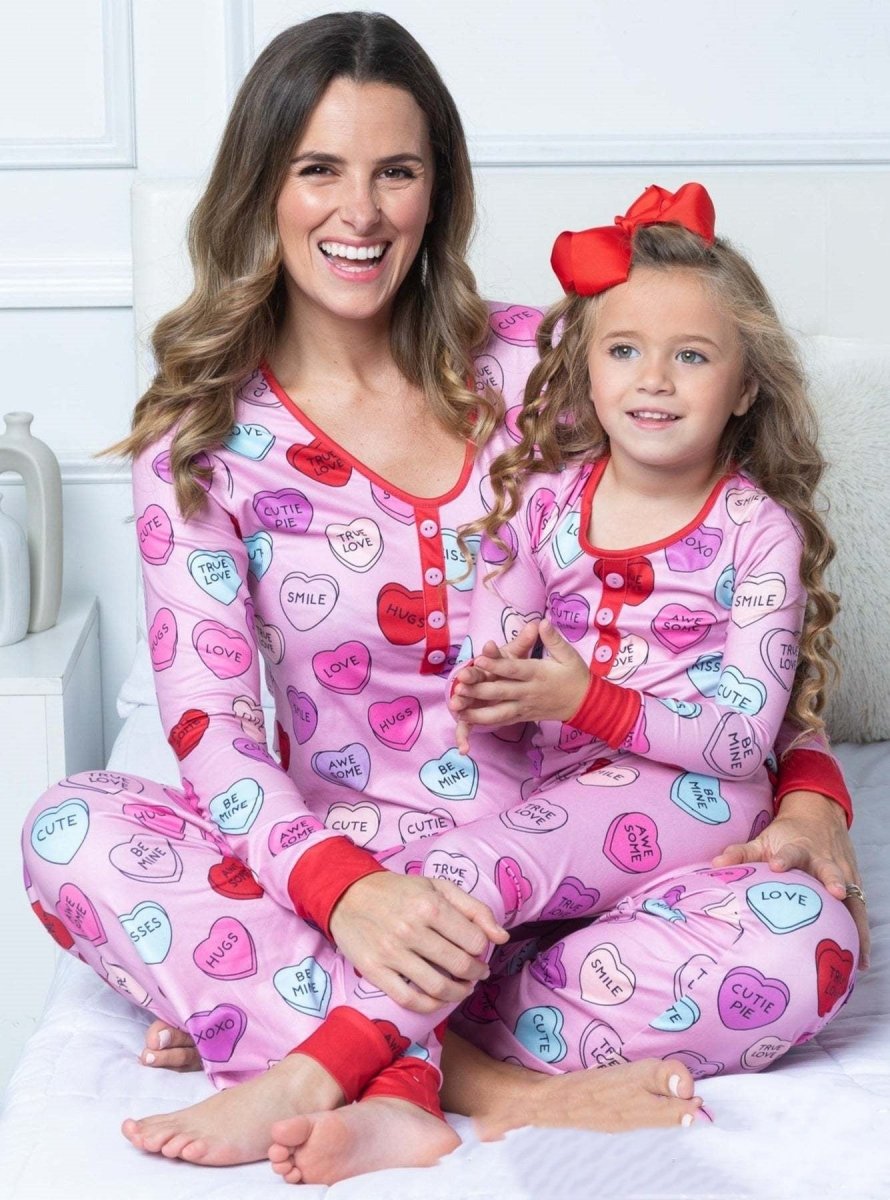 Beauty Clothing Valentine's Day Heart Printing Leisure Pajamas Pajamas Parent - child Suit - Awesam Goods